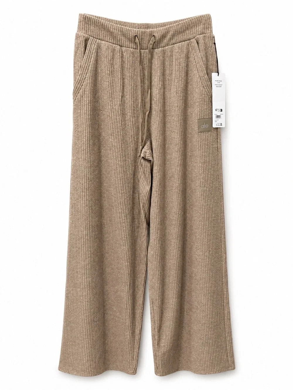 Alo Yoga Muse Wide Leg Pants Gravel Heather Ribbed Size Small NWT